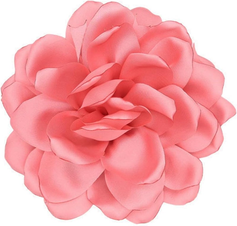 Decixde Satin Fabric Rose Flower Brooches - Handmade Floral Accessory for Wedding Party Dance Banquet Ceremony - Size: 4.72in - Image 5
